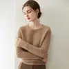 Suéter 100% cachemira pura para mujer, jersey grueso de cuello redondo, holgado y suave, con diseño de hombro raglán, camiseta base de punto de cachemira para otoño e invierno