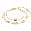 Pulsera popular de titanio y acero estilo ins, moderna, versátil, corazón, mariposa, estrella, geométrica, de acero inoxidable, joyería para la mano