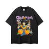 Playera Vintage Holgada Estilo Americano con Estampado Floral Desgastado, Marca Anime de Moda, Capa Base de Manga Corta de Algodón Puro