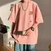 Camiseta de manga corta para hombre, verano 2023, estilo retro americano, holgada, de talla grande, informal, de media manga para estudiantes