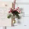 Decorações de Natal, Pingentes de Sino de Pinha Simulada, Enfeites de Carro de Natal, Guirlandas de Cipó com Frutas Vermelhas, Pequenas Guirlandas, Decorações de Feriado Transfronteiriças