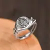 Anel de Mãos de Oração Novo em Prata de Lei S925 Tendência Masculina Estiloso Criativo Retrô Moda Anel Aberto para Namorado