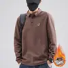 Camisa Polo para Hombre Otoño/Invierno 2026 con Cuello de Solapa, Corte Holgado, Manga Larga, Forro Polar, Nuevo Bordado, Top Casual de Negocios