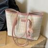 Bolsa Grande Romboidal Fashion Feminina 2024 Nova Textura Simples Bolsa Tote Grande Capacidade Bolsa de Ombro para Trabalho e Dia a Dia