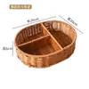 Cesta de Mimbre Artificial Cesta de Almacenamiento con Partición de Mimbre y Tapa Caja de Almacenamiento para Frutos Secos y Dulces de Escritorio Cesta Dividida Caja de Regalo Cesta de Frutas