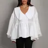 Camisa Blanca Casual Francesa 2025 Nuevo Estilo Otoño Cara de Bebé Mangas Abullonadas Elegante Holgado y Versátil Top Cardigan