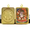 Colgante Thangka Dorado Xizang Ocho Santos Patronos Cinco Ancianos Dios Amarillo de la Riqueza Mahakala Buda Amuleto Colgante