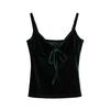 Camisola francesa retro sexy de terciopelo, prenda interior sin mangas, prenda exterior, camisola plisada con pecho cruzado para mujer