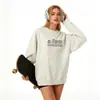 Moletom de Algodão Pesado para Casais, Corte Amplo, Gola Redonda, Pulôver sem Capuz, Versátil, Quente, Blusa Estampada para Outono e Inverno