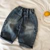 Pantalones Largos para Niños 2026 Ojos Bizcos Primavera Nuevas Llegadas Niños y Niñas Color Sólido Bolsillo Jeans Pantalones Cargo Rectos para Bebé