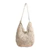 2026 Bolso Tejido de Paja de Gran Capacidad Bolso de Hombro Axila de Girasol Hueco Tejido Bolso de Mano de Tendencia de Moda para Mujeres