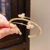 Pulsera Abierta de Tres Capas Flor de Lazo de Circonita de Colores Mariposa Joyería de Moda de Gama Alta de Nicho para Mujeres
