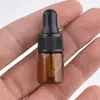 Botella gotero de 1 ml 2 ml 3 ml 5 ml Botella pequeña de color marrón para aceite esencial Botella secundaria Botella pequeña de muestra