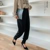 2022 Calça Perna Estilo Japonês Calças Femininas Cordão Perna Primavera e Outono Cintura Média Slim-fit Perna All-match Emagrecimento Calças Casuais