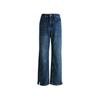 Jeans Rectos Retro de Terciopelo Engrosado Gagd para Mujer en Invierno, Elegantes Pantalones de Mezclilla Ceñidos de Cintura Alta con Abertura hasta el Suelo