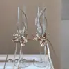 Estilo Coreano Copos para Brinde com Flores Preservadas Pacote de Materiais Artesanais DIY Flores de Simulação Copos de Haste Alta Decoração Noivado Presente de Casamento