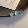 Vintage S925 Sterling Silver Needle Blue Moonstone Brincos Requintado All-match Pequeno Nova Entrada Brincos de Luxo para Mulheres