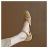 Verano 2025 Nuevos Zapatos Verdes Retro Franceses de Tacón de Bloque con Hebilla de una Palabra Sandalias de Punta Hueca de Tacón Bajo Zapatos de Mujer