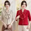 Tops transfronterizos de otoño e invierno para mamás, elegantes y con estilo, suéteres básicos ajustados para mujeres de mediana edad y mayores, tallas grandes, cálidos y versátiles