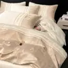 Jie Liya Lujo Gama Alta Jacquard de Seda Lavada Colección Primavera Juego de Cama de Cuatro Piezas Compra de Regalo