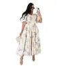 Vestido de tirantes estampado de estilo nuevo europeo y americano de manga corta con bajo ancho de Ebay Aliexpress