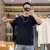Nueva camiseta desgarrada para hombre de Primavera y Otoño 2024 base decorativa de clip para papel manga corta personalidad moderna hombre color liso cuello redondo manga corta