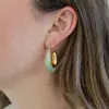 Pendientes de Acero Inoxidable con Corazón de Resina Transfronterizos de Aliexpress para Mujer, Modernos, Sencillos y Versátiles Pendiente Chapado en Oro de 18K