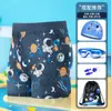 Bermudas de Natação Infantis para Meninos em Estoque, Tamanhos Pequeno, Médio e Grande, Alta Elasticidade, Bermudas de Natação Casuais Simples, Bermudas de Natação Estampadas para Meninos