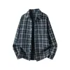 Otoño 2026 Nuevo Estilo Estilo Hong Kong Retro Cuadros Manga Larga Camisa Hombres Holgada Bloque de Color Cuadros Casual Camisa Chaqueta