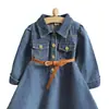 Otoño 2023 nuevo vestido coreano para niñas de mezclilla de manga larga falda de mezclilla suave lavada para niños 67202