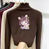 Camiseta Base de Polar para Niña con Cuello Medio Alto y Volantes Ropa Otoño Invierno Camiseta para Niños Medianos y Grandes Capa Interior Cálida Versátil Manga Larga