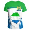 África Serra Leoa Bandeira Emblema Nacional Impressão 3D Transfronteiriça Nova Camiseta Casual Masculina de Manga Curta Venda Direta da Fábrica