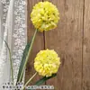 Buquê amarelo multi-cabeça longo ramo rosa peônia hortênsia amarelo claro casamento estrada de casamento fundo de chumbo flor falsa flor de seda