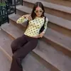 Roupas Femininas Estilo Ins Europeu e Americano Outono 2026 Novidade Gola Redonda Manga Longa Estampa de Bolinhas Slim Fit Camiseta Básica