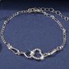 Conjunto de Joias de Coração Estilo Europeu e Americano, Liga da Moda Cravejada com Diamantes, Colar com Pingente de Coração Vazado, Brincos, Pulseira, Bracelete