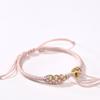 Pulsera tejida a mano estilo chino con nudo de flor de durazno, producto semiacabado con colgante de cuenta de transferencia dorada ponible, pulsera de cuerda tejida a mano, regalo