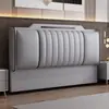 Respaldo tapizado de cabecera compra individual madera maciza cuero genuino nuevo cabecero ultradelgado panel trasero de pie respaldo de cama panel trasero