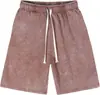 260g Transfronterizos de Peso Pesado Lavados Vintage para Hombre Verano Pantalones Cortos Algodón Puro Batik Lavado Ácido Holgados Estilo Retro Americano