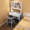 Mesa Integrada de Escritorio y Estantería de Madera Maciza, Simple y Moderna, Adecuada para Uso Doméstico, Escritorio de Computadora para Estudiantes, Dormitorio de Apartamento Pequeño, Escritorio de Altura Ajustable