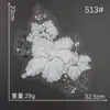J04 Nuevo Bordado de Malla con Lentejuelas y Perlas de Bai Xi para Vestido Teñible DIY Decoración con Bordado a Máquina por Computadora con Flores 3D