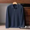 Suéter 100% cachemira pura para hombre, camisa de cuello polo, nuevo suéter tejido grueso casual de negocios suelto de otoño e invierno