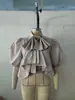 2026 Europeu e Americano transfronteiriço novo design gravata borboleta cor sólida manga lanterna blusa com gola alta casual camisa curta para mulheres
