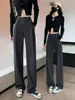 Calça de alfaiataria feminina de alta qualidade, nova coleção de outono 2026, calça casual de perna larga com caimento solto, cintura alta e uma silhueta que valoriza.