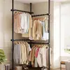 Suporte de cabideiro de chão haste de suporte chão quarto aberto simples closet prateleira de armazenamento montagem cabideiro para pendurar roupas