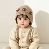 Chapéu de Lã de Pelúcia de Coelho para Meninas Outono Inverno Chapéu de Tricô Chapéu com Proteção de Orelha Chapéu de Lã Cartoon Infantil Quente à Prova de Vento Chapéu Estiloso para Menina