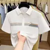 Camiseta de Manga Corta de Nylon 2026 para Hombre con Cuello Polo Verano Nueva Casual Top de Media Manga para Hombres de Mediana Edad y Mayores