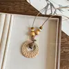 Collar de Madera y Ratán Estilo Bohemio, Cadena Larga Retro Étnica Estilo Bosque para Suéter, Accesorio Versátil para Mujeres