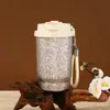 Nuevo Modelo Taza Térmica de Titanio Puro, Taza de Café Portátil de Gran Capacidad con Correa para Llevar, Doble Pajilla para Beber, Regalo de Negocios Fabricante de Tazas de Titanio