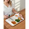 Platos Divididos de Melamina Comerciales para Escuelas, Fábricas y Comedores; Platos de Imitación Porcelana de Cuatro Compartimentos; Platos de Comida Rápida de Seis Compartimentos para Restaurante; Vajilla