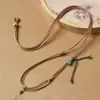 Cordão de pingente totalmente trançado à mão, cordão de colar de jade Hetian, cordão de pendurar ajustável, cordão fino de couro encerado